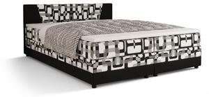 Zondo Bračni krevet Boxspring 160 cm Linda (uzorak + crna) (s madracem i prostorom za odlaganje). 1046629