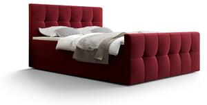 Zondo Bračni krevet Boxspring 140 cm Macheta (bordo) (s madracem i prostorom za odlaganje). 1046715