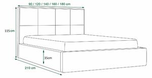 Zondo Bračni krevet 160 cm Alfonso (tamnosiva) (s podnicom i prostorom za odlaganje). 1046799