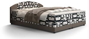 Zondo Bračni krevet Boxspring 140 cm Orlando (uzorak + svijetlosmeđa) (s madracem i prostorom za odlaganje). 1047278