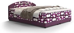 Zondo Bračni krevet Boxspring 140 cm Orlando (uzorak + ljubičasta) (s madracem i prostorom za odlaganje). 1047277