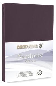 Smeđa elastična plahta DecoKing Nephrite, 200/220 x 200 cm