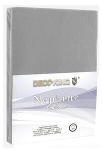 Siva elastična plahta DecoKing Nephrite, 180/200 x 200 cm