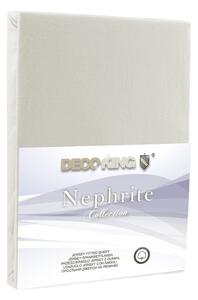 Krem elastična plahta DecoKing Nephrite, 180/200 x 200 cm