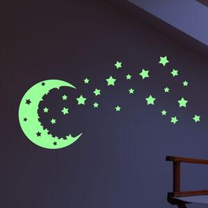 Set dječjih zidnih svijetlećih naljepnica Moon and Stars