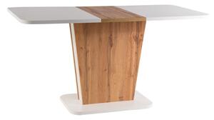 Zondo Blagovaonski stol na razvlačenje 110-145 cm Caridad (bijela mat + hrast wotan) (za 4 do 6 osoba). 1050001