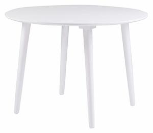 Bijeli blagovaonski stol od drveta kaučuka Rowico Lotte, ⌀ 106 cm