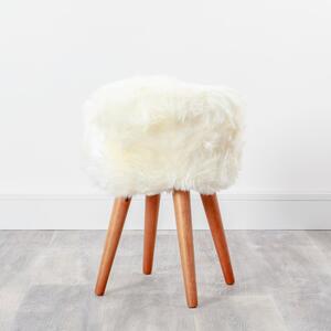 Stolica Stolica sa sjedalom od bijelog ovčjeg krzna Native Natural, ⌀ 30 cm