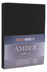 Černé elastické bavlněné prostěradlo DecoKing Amber Collection, 180-200 x 200 cm