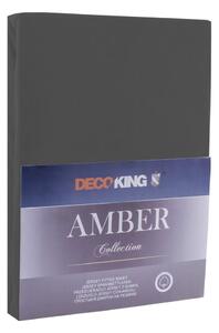 Tamnosiva elastična pamučna plahta DecoKing Amber Collection, 140/160 x 200 cm