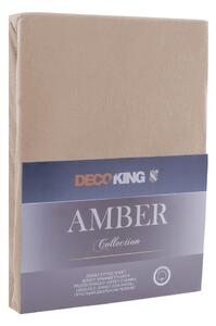 Smeđa elastična plahta DecoKing Amber Collection Cappuccino, 80/90 x 200 cm