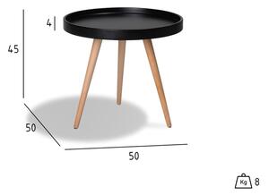 Crni stolić za kavu sa nogama od bukovine Furnhouse Opus, ø 50 cm