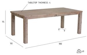 Blagovaonski stol od bagremovog drveta Furnhouse Alaska, 180 x 90 cm