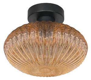 Mexlite Stropna lampa Bloeba, Ø 30 cm, crna/jantarna, staklo, Naranča, Dnevni boravak/blagovaonica, Staklo