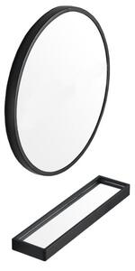 Crno okruglo ogledalo s policom BREDO Ø70 cm