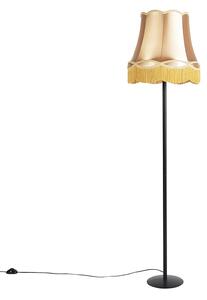 Retro podna lampa crna s abažurom u stilu bake zlatne boje 45 cm - Simplo