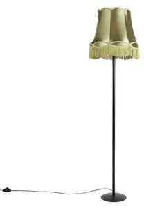 Retro podna lampa crna sa zelenom sjenilom u stilu bake 45 cm - Simplo