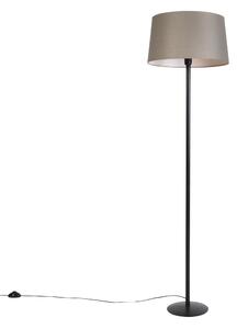 Podna svjetiljka crna s platnenim sjenilom u boji taupe 45 cm - Simplo