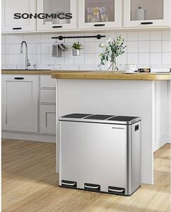 SONGMICS waste separation bin 3x 18L silver black