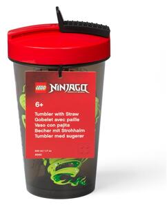 Zelena čaša s crvenim poklopcem i slamkom LEGO® Ninjago, 500 ml
