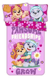 Ružičasta pamučna dječja posteljina za dječji krevetić 100x135 cm Paw Patrol "Pawsome friendships grow" – Jerry Fabrics