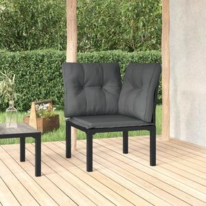 VidaXL Kutna vrtna stolica s jastucima crno-siva od poliratana