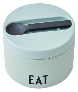 Zelena termo posuda sa žlicom Design Letters Eat, visina 9 cm