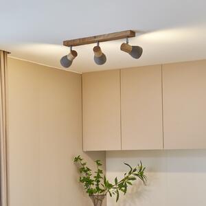 Lindby reflektor Filiz, 3 žarulje, 47 cm dužine, drvo, beton, E14, prigušiva, Sivo, spavaća soba, Beton