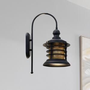 ROYALTECH Nostalji zidna lampa, crna, visina 48 cm, metal, E27, prigušiva, Crno, Dnevni boravak/blagovaonica, Metal, Zidna utičnica ispod