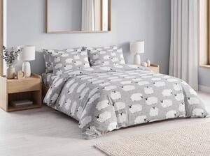 Krepset posteljina WHITE SHEEPS POLY siva Dimenzije posteljine: 70 x 90 cm | 140 x 200 cm