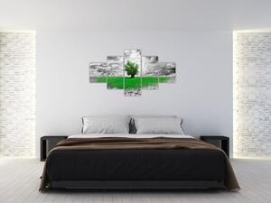 Zeleni otok u sušnom krajoliku - moderna slika (125x70cm)