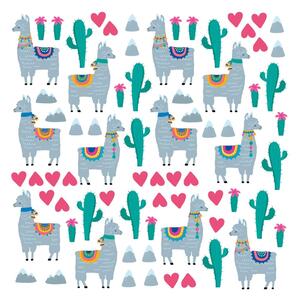 Set zidnih samoljepljivih naljepnica Ambiance Lamas and Cactus