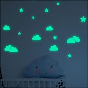 Set dječjih zidnih samoljepljivih svjetlećih naljepnica Ambiance Clouds and Stars