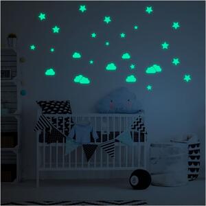 Set dječjih zidnih samoljepljivih svjetlećih naljepnica Ambiance Clouds and Stars