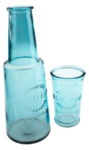 Plavi stakleni dekanter sa čašom 800 ml