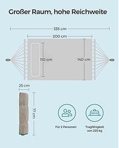 Viseća mreža za dvoje s jastukom, nosivosti 225 kg, 200 x 140 cm, plava-bež | SONGMICS