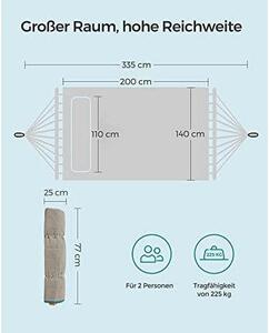 Viseća mreža za dvoje s jastukom, nosivosti 225 kg, 200 x 140 cm, plava-bež | SONGMICS