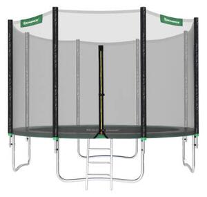 Trampolin, okrugli trampolin sa sigurnosnom mrežom, ljestvama i podstavljenim stupovima, 366 cm