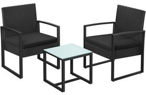 Vrtna garnitura od poliratana, stol i dvije stolice, 40 x 39 x 40 cm / 53 x 76 x 57,5 cm