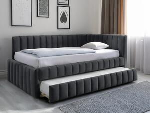 Tapecirani krevet COMFINO VELVET s dodatnim ležajem 120x200 cm, tamnosiva