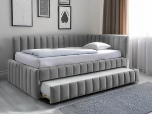 Tapecirani krevet COMFINO VELVET s dodatnim ležajem 120x200 cm, siva