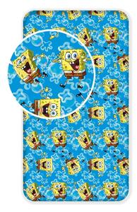 Plava pamučna dječja plahta s gumom 90x200 cm Sponge Bob "Blue" – Jerry Fabrics
