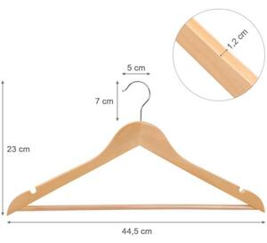 Drvene vješalice za odjeću, s rotirajućom kukom, 44,5 cm 50 kom, boje drveta | SONGMICS