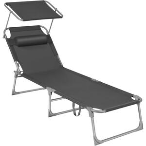 Sklopiva ležaljka s tendom 53x193x29,5 cm, nosivost do 150 kg, tamno siva | SONGMICS