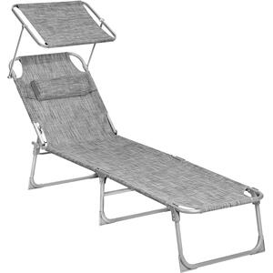 Sklopiva ležaljka s tendom 53x193x29,5 cm, nosivost do 150 kg, svijetlo siva | SONGMICS
