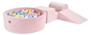 Ružičasti baršunasti set mekanih igrački od pjene 4 kom visina 30 cm 225x90 cm Montessori – Meowbaby