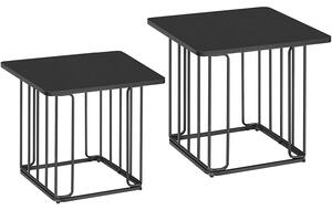 Klub stolić, set od 2 komada, 50 x 45 x 50 cm/40 x 40 x 40 cm, crno