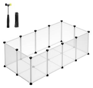 Kavez za male životinje, plastični prozirni paneli, 125 x 63 x 42 cm, bjela boja | SONGMICS