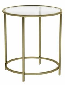 Stakleni stol za kavu, zlatni metalni pomoćni stol, 50 x 50 x 54,8 cm