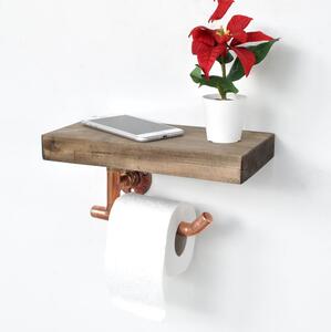 Držač toaletnog papira s policom 15x30 cm smeđa/bakrena